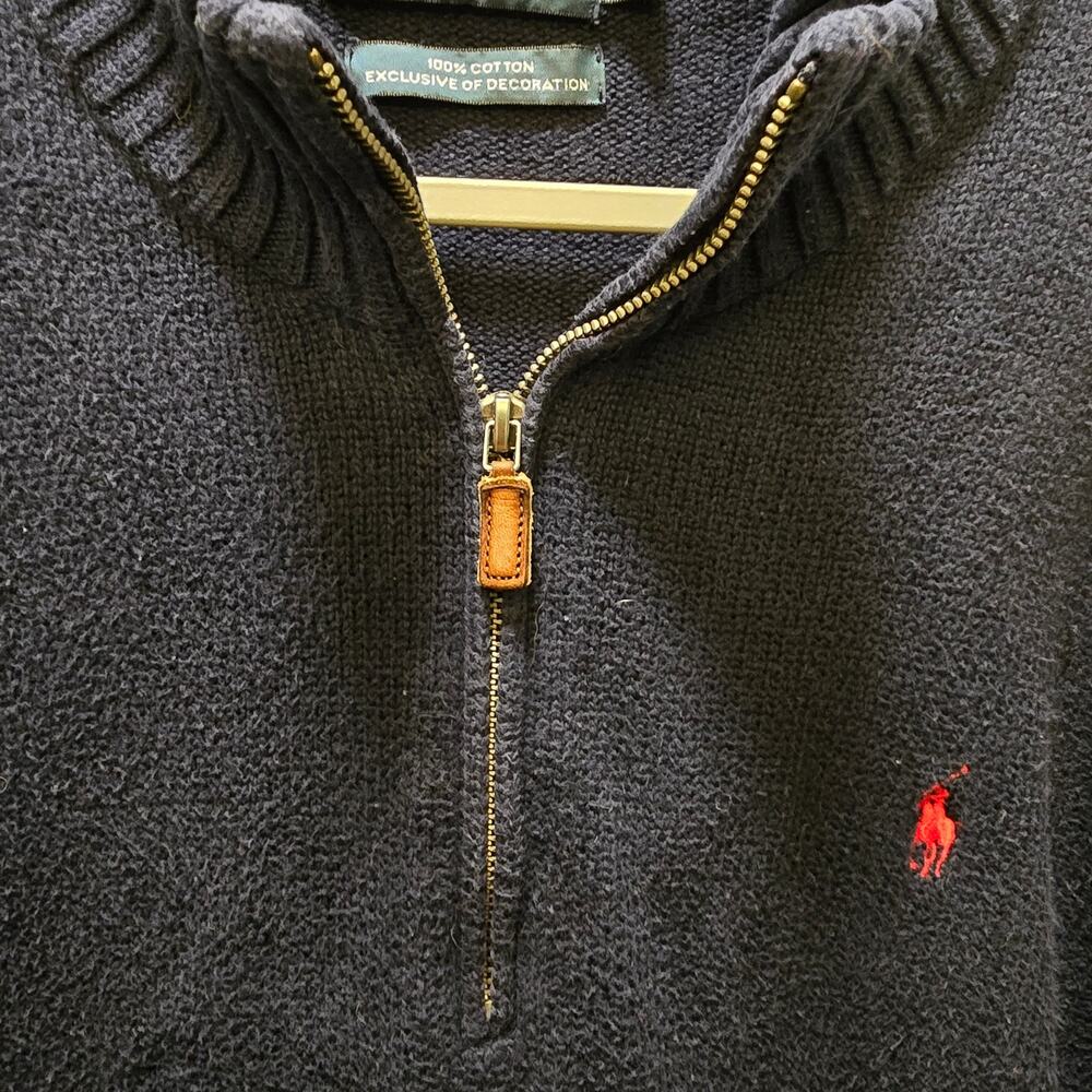 Polo Ralph Lauren 1/4 zip knit sweater 100% cotton men's XL long sleeve ribbed - Picture 4 of 12